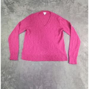 J. Crew Sweater Sz L Womens Pink V-Neck Pullover Lounge Comfy Winter C26-5